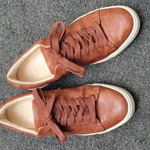 FRYE "Ivy" Low Lace Casual Cognac Leather Sneakers